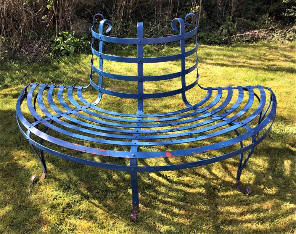 Late C19th large wrought iron tree seat  View XII