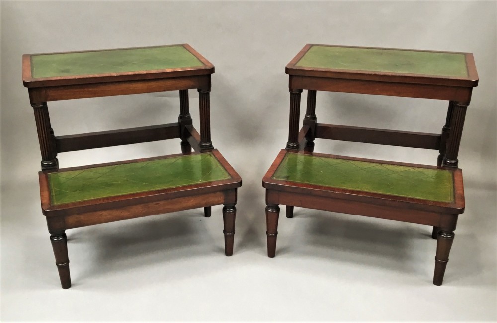 Regency pair of mahogany library steps View II