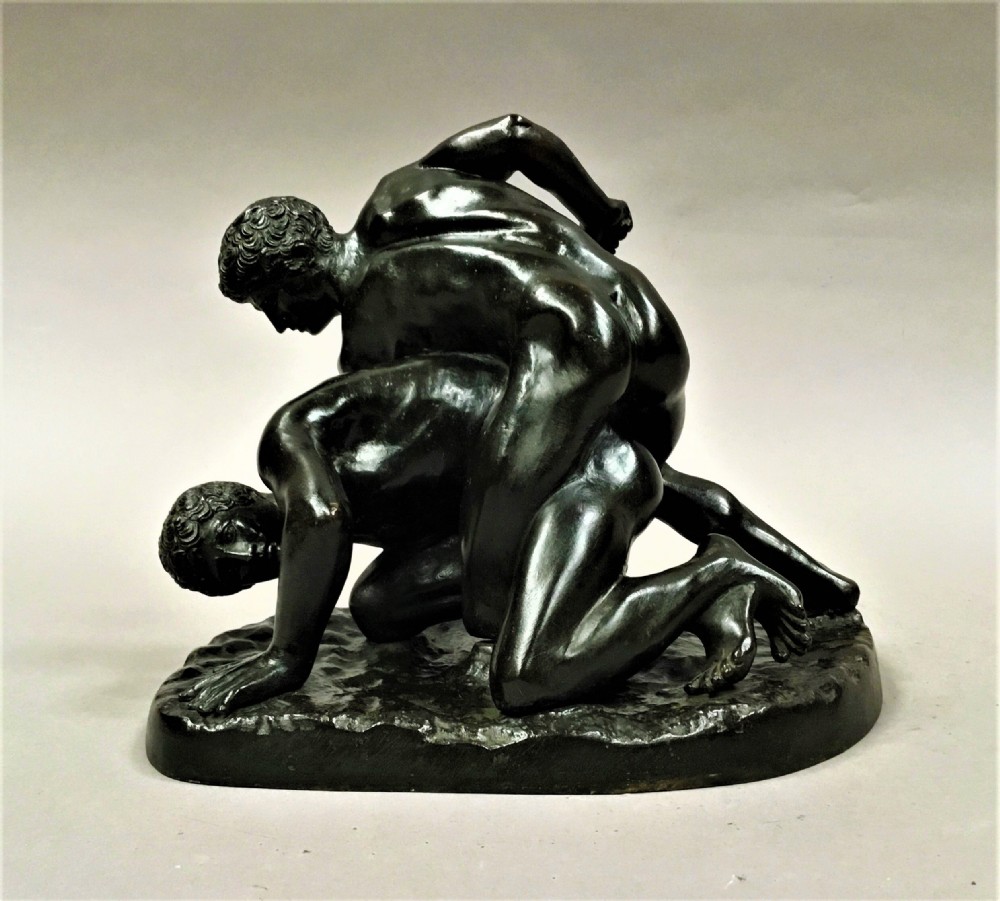 C19th bronze Grand Tour sculpture of the Uffizi Wresters