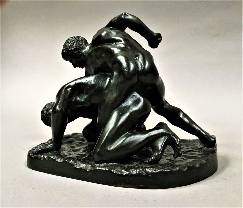 C19th bronze Grand Tour sculpture of the Uffizi Wresters View IV