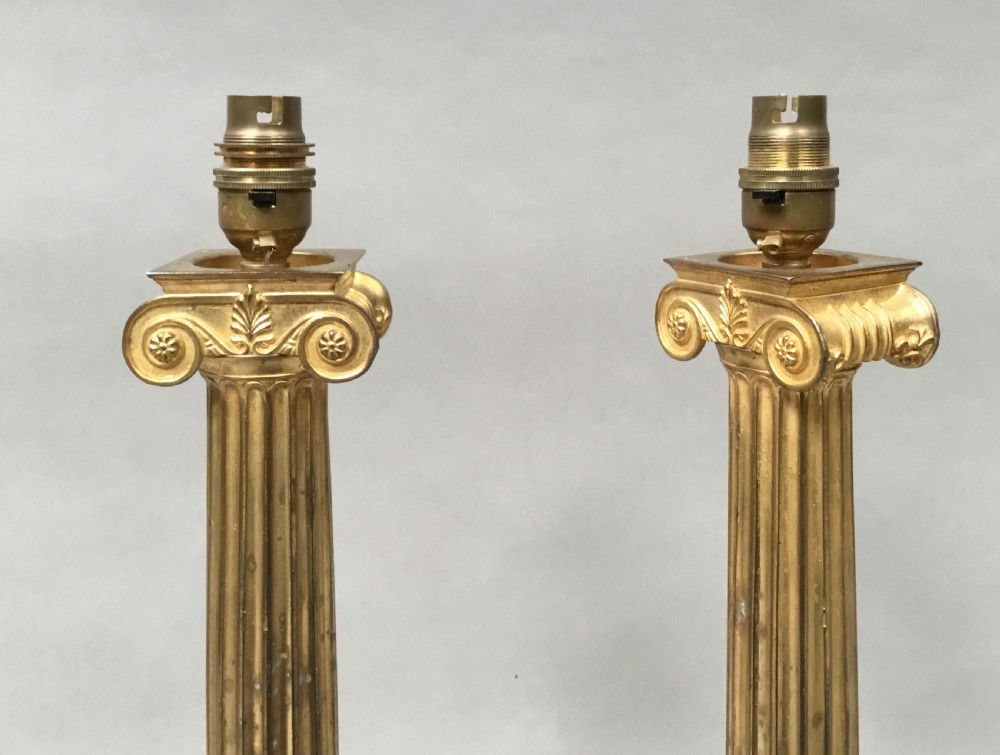 Regency pair of neoclassical Ionic column lamps View IV