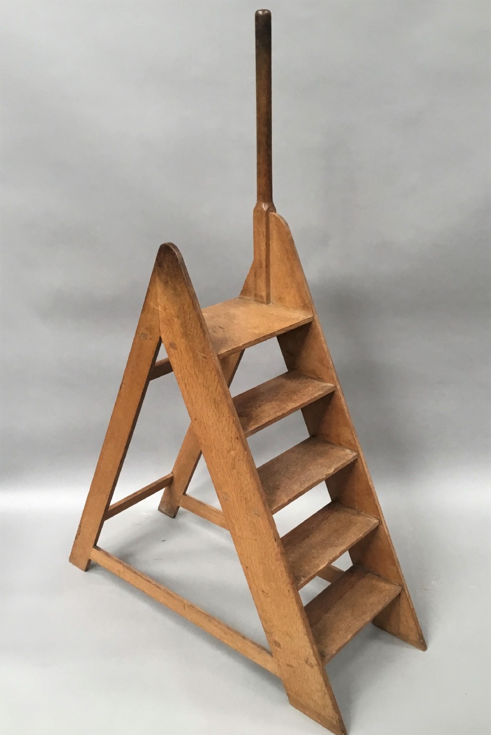 Late C19th set of oak library steps in the Arts and Crafts manner