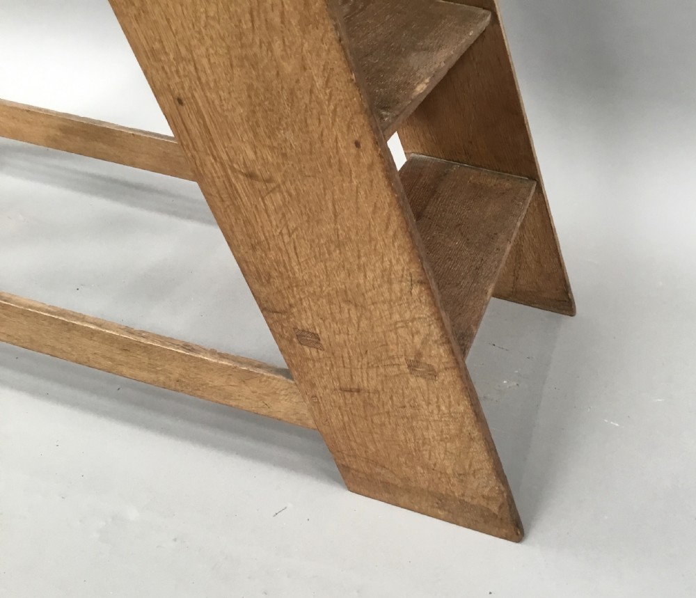 Late C19th set of oak library steps in the Arts and Crafts manner View XI