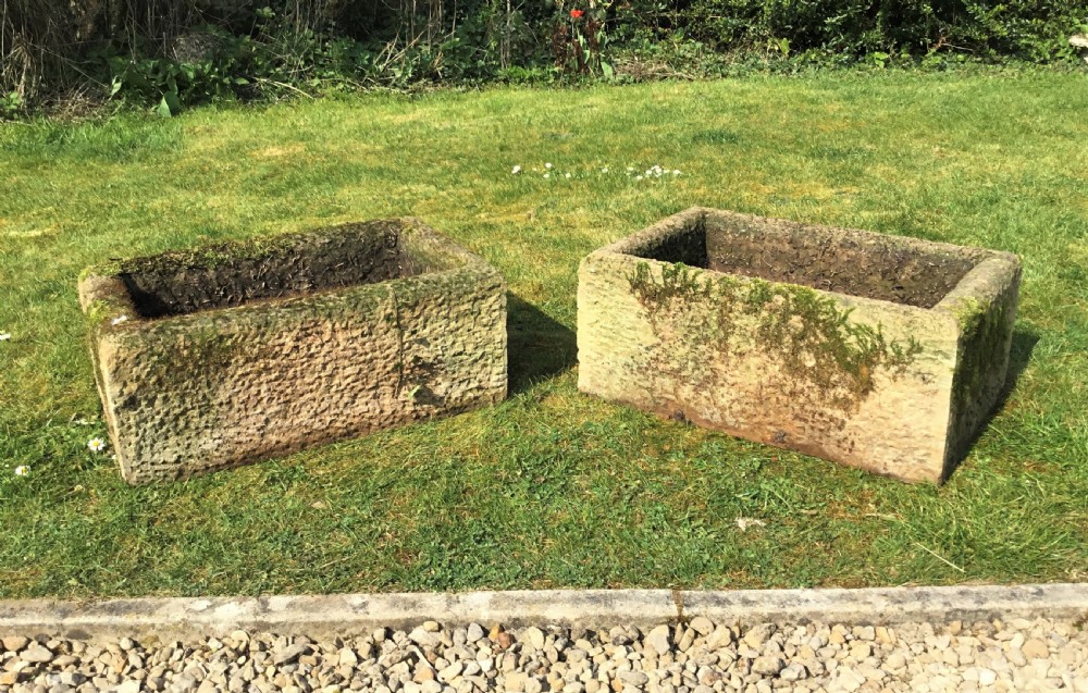 C19th pair stone troughs View V