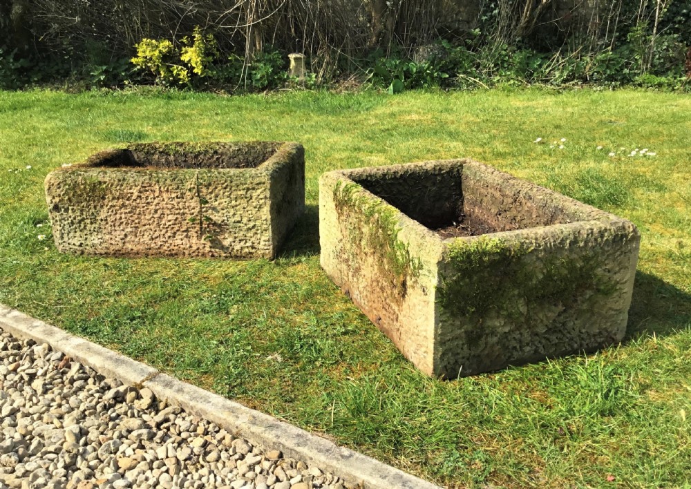 C19th pair stone troughs View VI