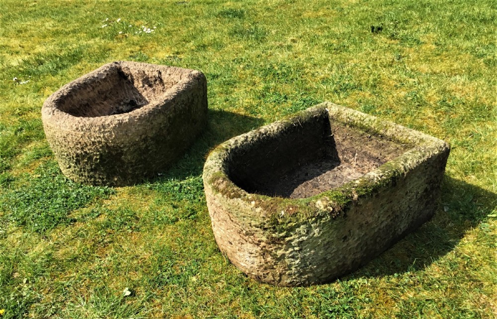 C19th pair of stone troughs