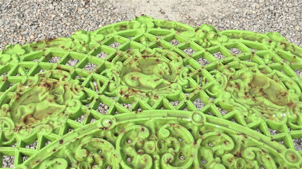 C19th cast iron Zodiac table with revolving top View III