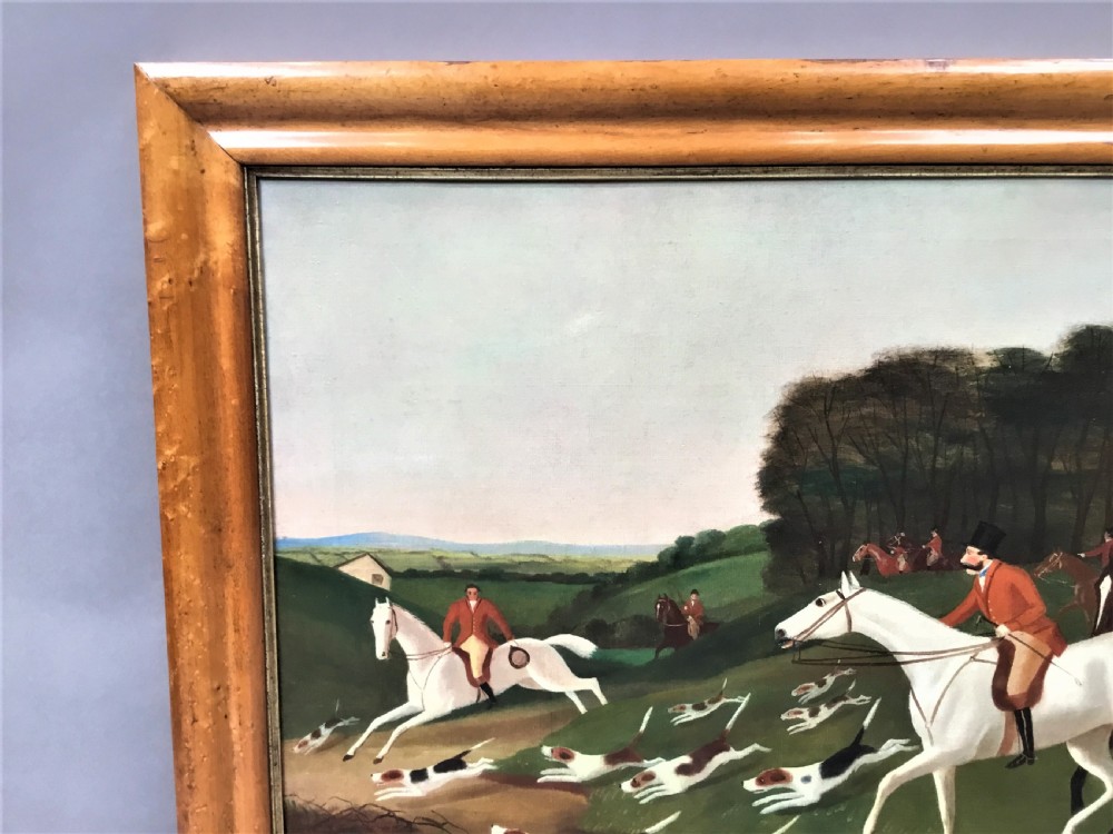 C19th 'primitive' oil painting of a hunting scene View IV