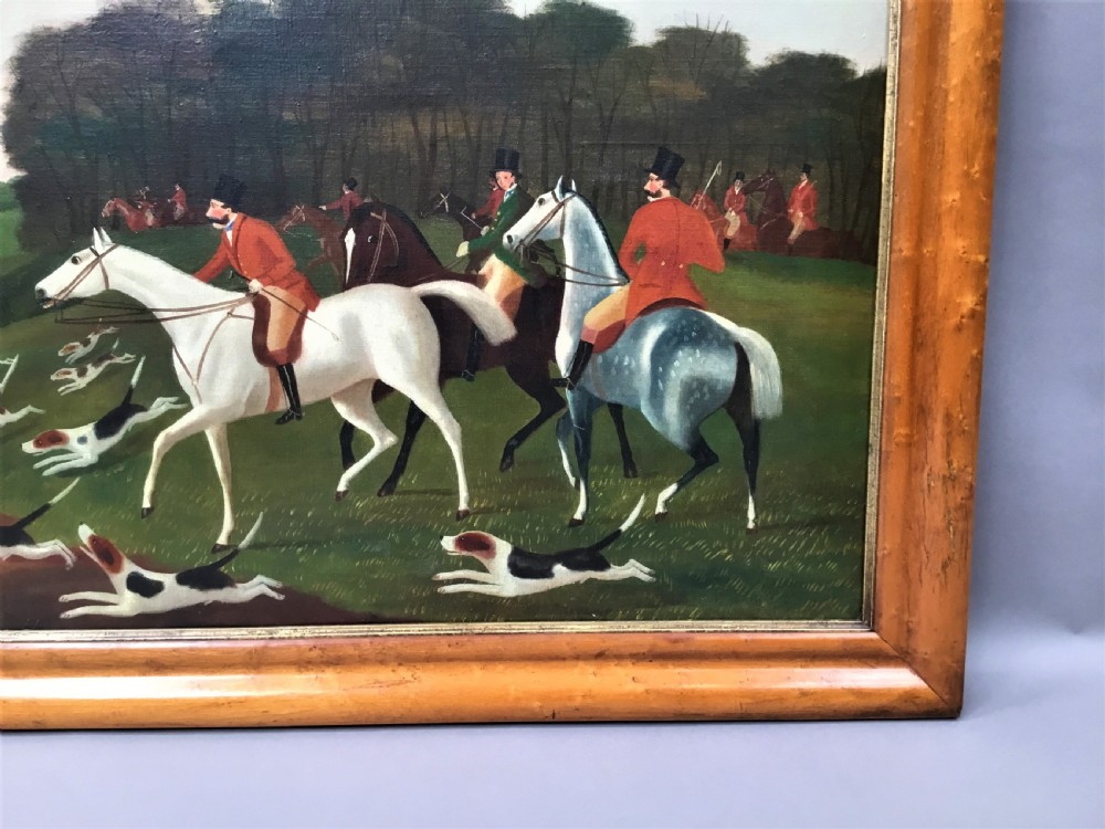 C19th 'primitive' oil painting of a hunting scene View V