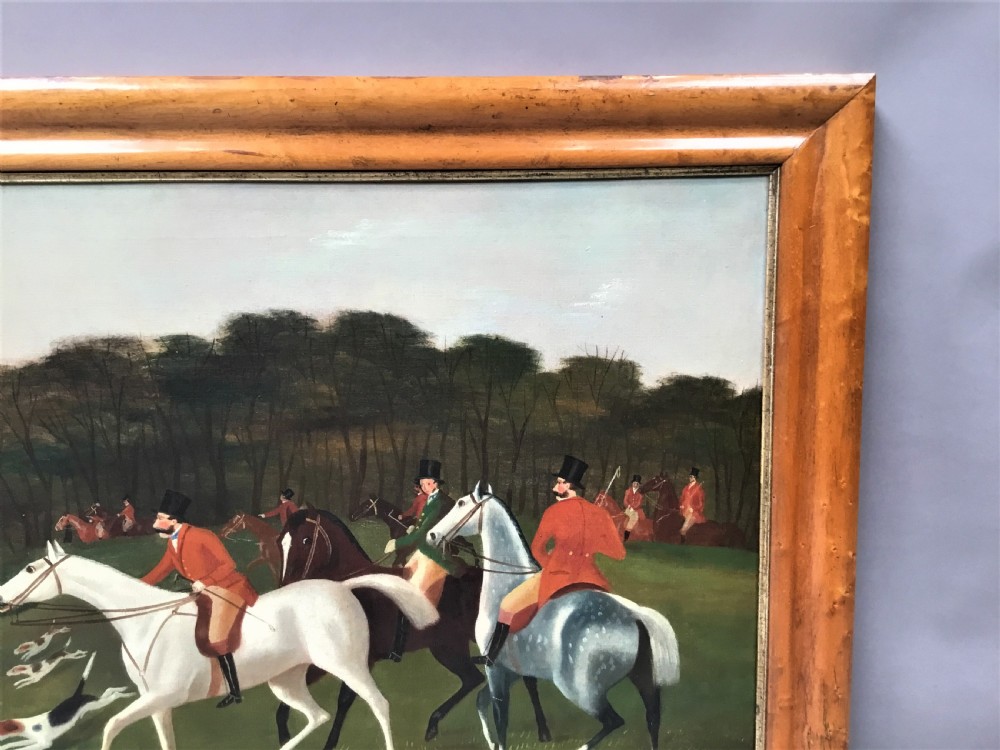 C19th 'primitive' oil painting of a hunting scene View VI