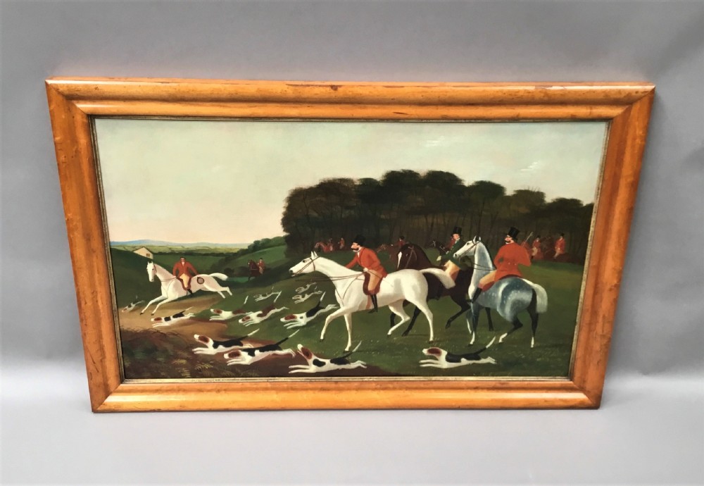 C19th 'primitive' oil painting of a hunting scene View IX
