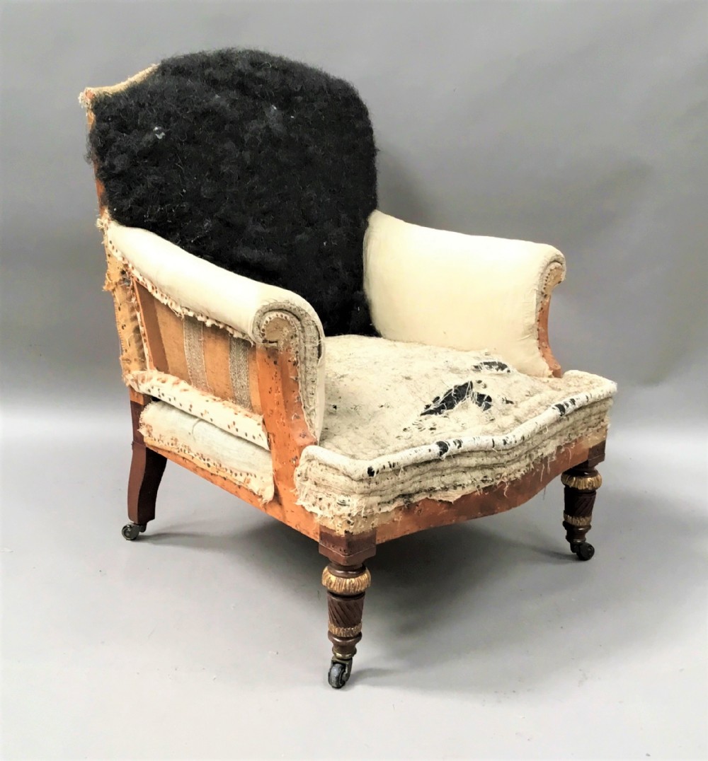 C19th mahogany upholstered library armchair by J & T Scott, Edinburgh