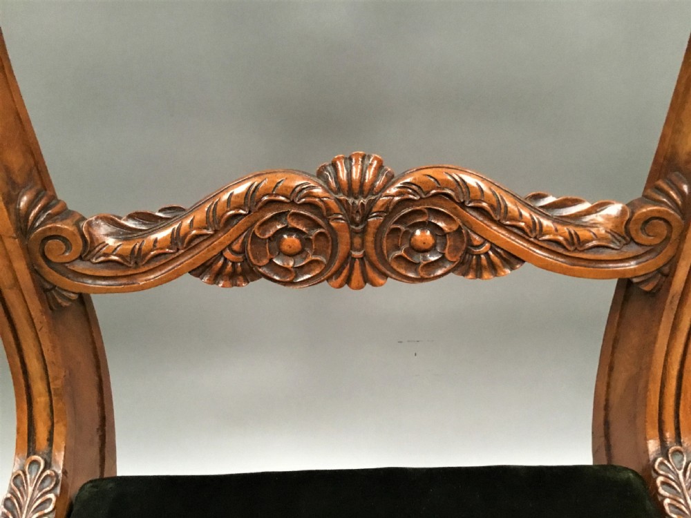 Regency pair of burr elm and elm side chairs in the manner of George Smith View XI