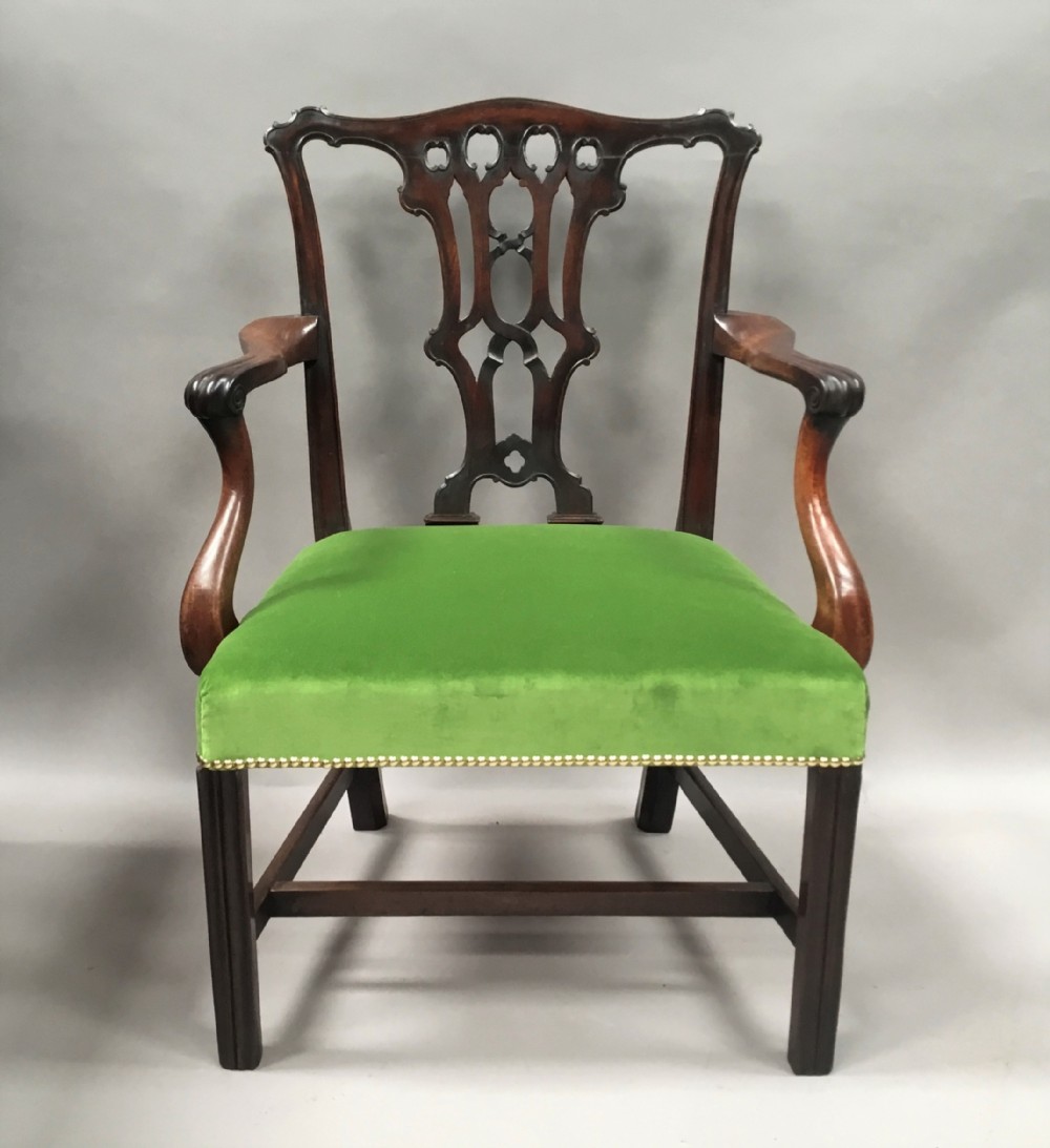 Georgian mahogany armchair in the Chippendale manner of very generous proportions