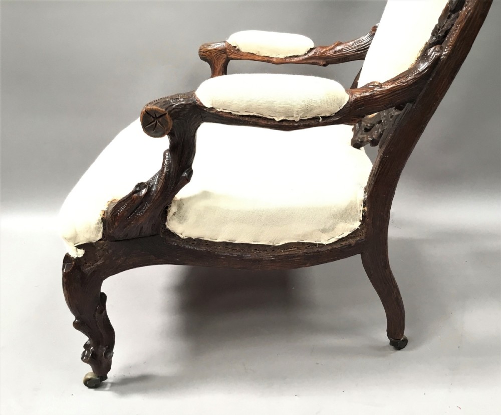 C19th pair of Black Forest open armchairs View XXII