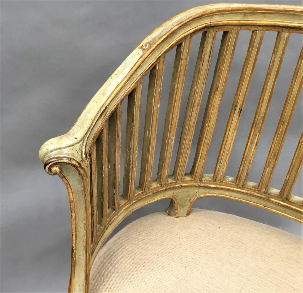 C18th Italian neoclassical settee with original paint and parcel gilt View IV