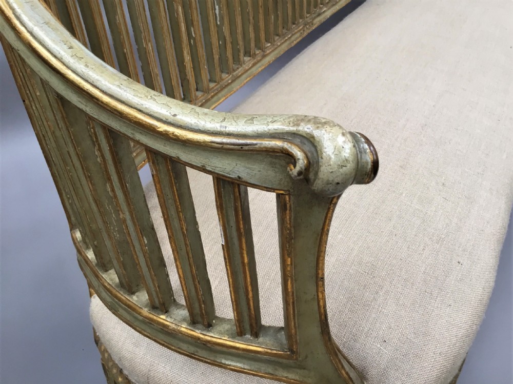 C18th Italian neoclassical settee with original paint and parcel gilt View VIII