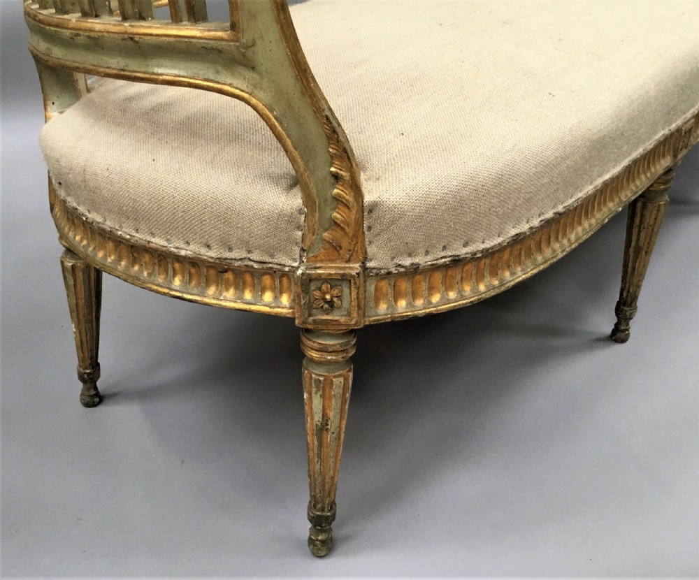 C18th Italian neoclassical settee with original paint and parcel gilt View XIII
