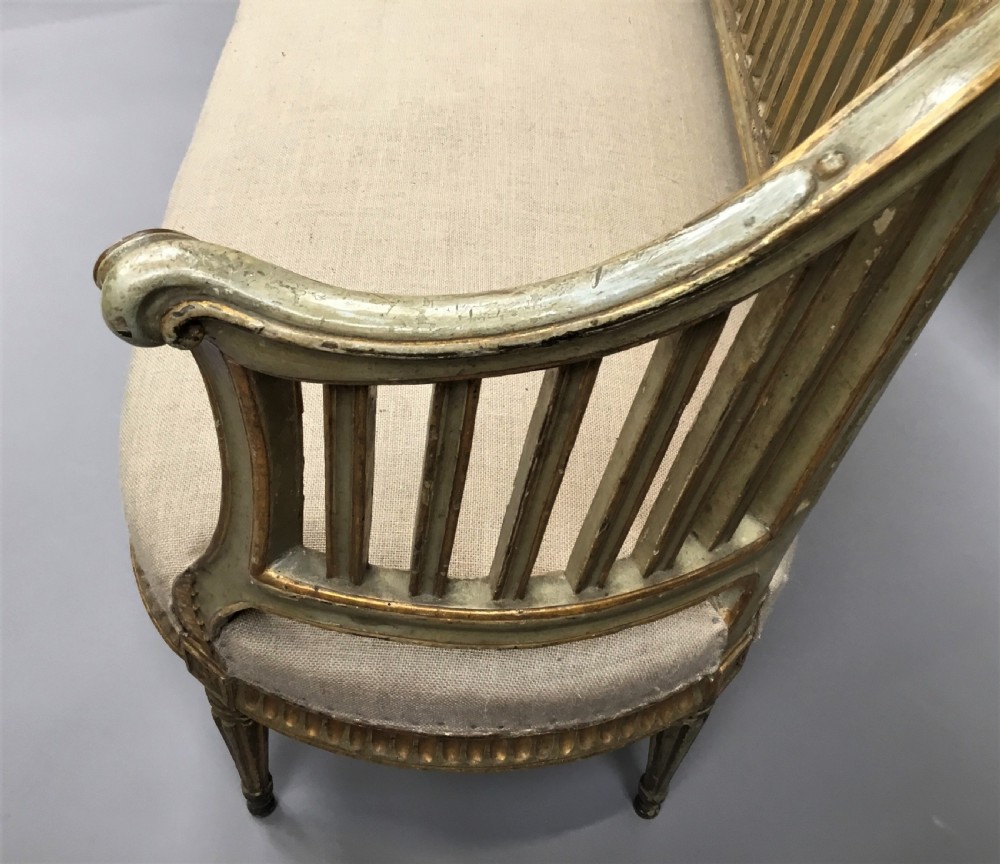 C18th Italian neoclassical settee with original paint and parcel gilt View XVI