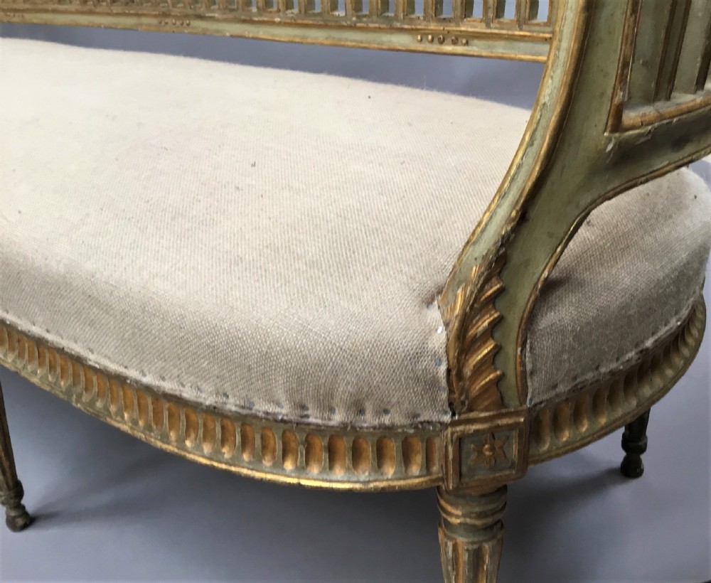 C18th Italian neoclassical settee with original paint and parcel gilt View XVII