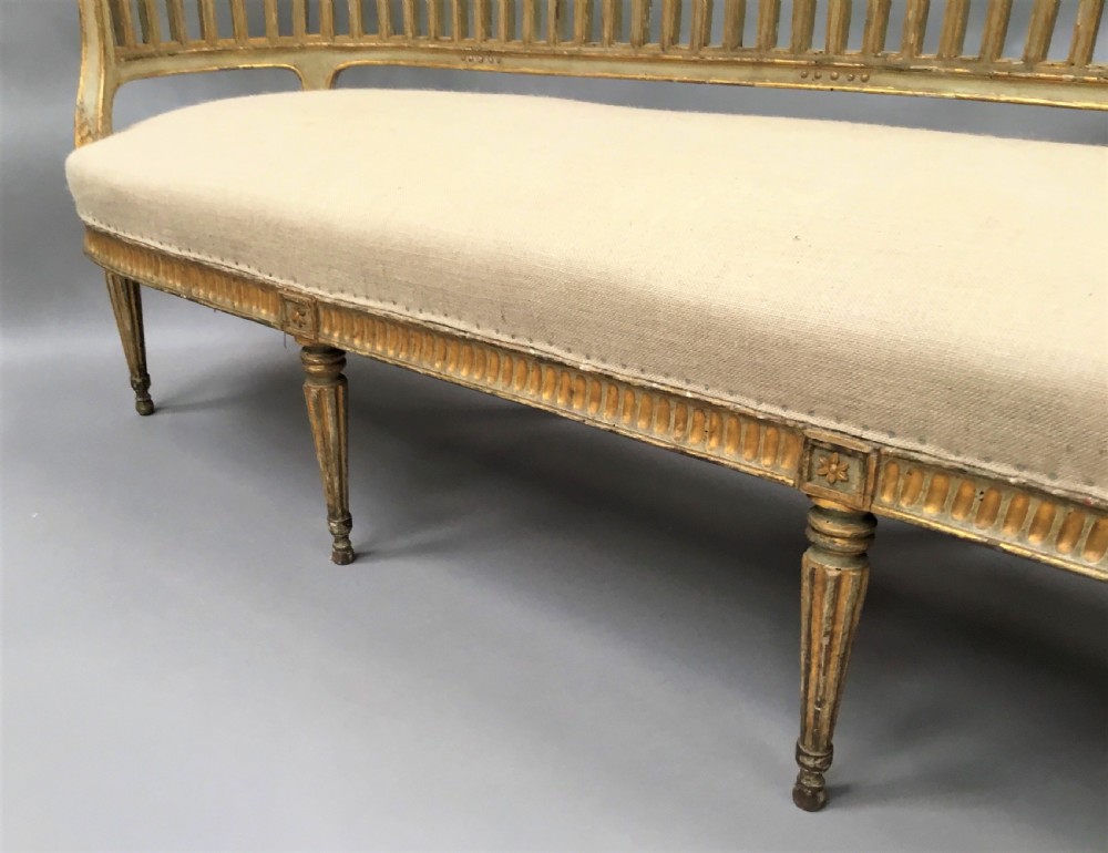 C18th Italian neoclassical settee with original paint and parcel gilt View XVIII