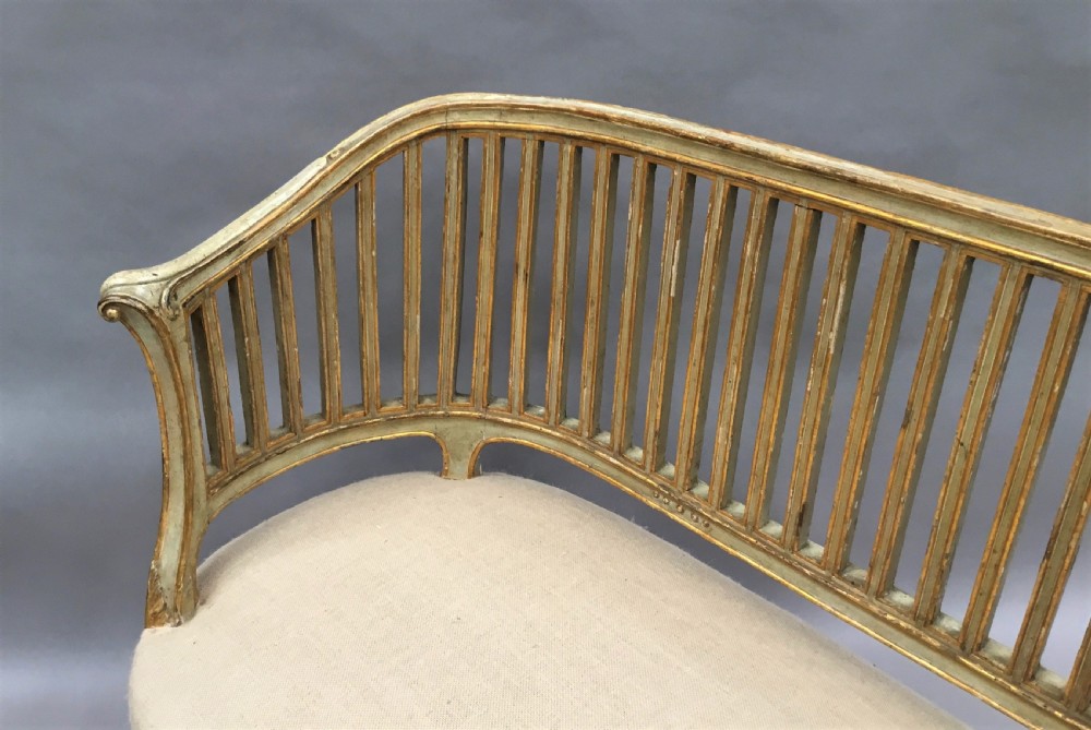 C18th Italian neoclassical settee with original paint and parcel gilt View XIX
