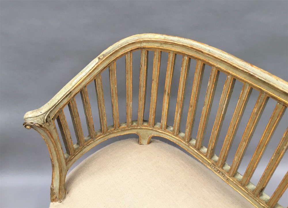 C18th Italian neoclassical settee with original paint and parcel gilt View XX