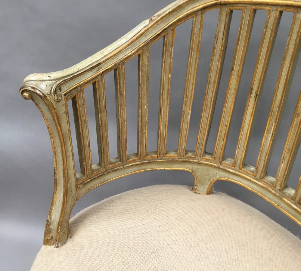 C18th Italian neoclassical settee with original paint and parcel gilt View XXI