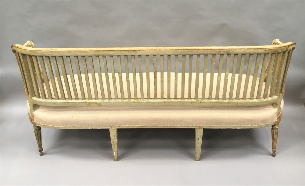 C18th Italian neoclassical settee with original paint and parcel gilt View XXII