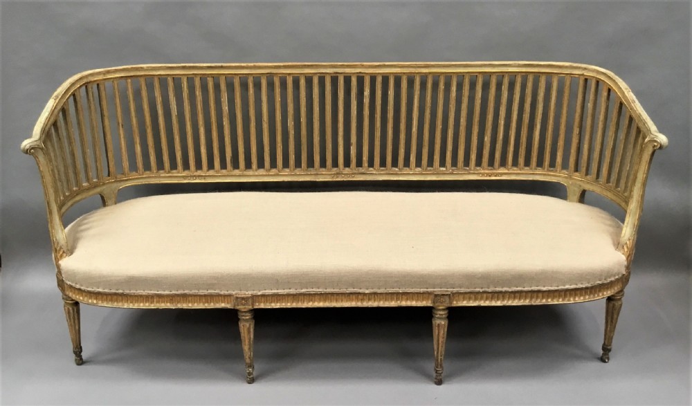 C18th Italian neoclassical settee with original paint and parcel gilt View XXIII