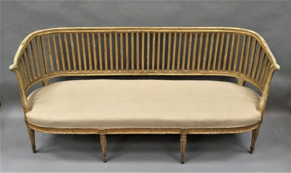 C18th Italian neoclassical settee with original paint and parcel gilt View XXIV