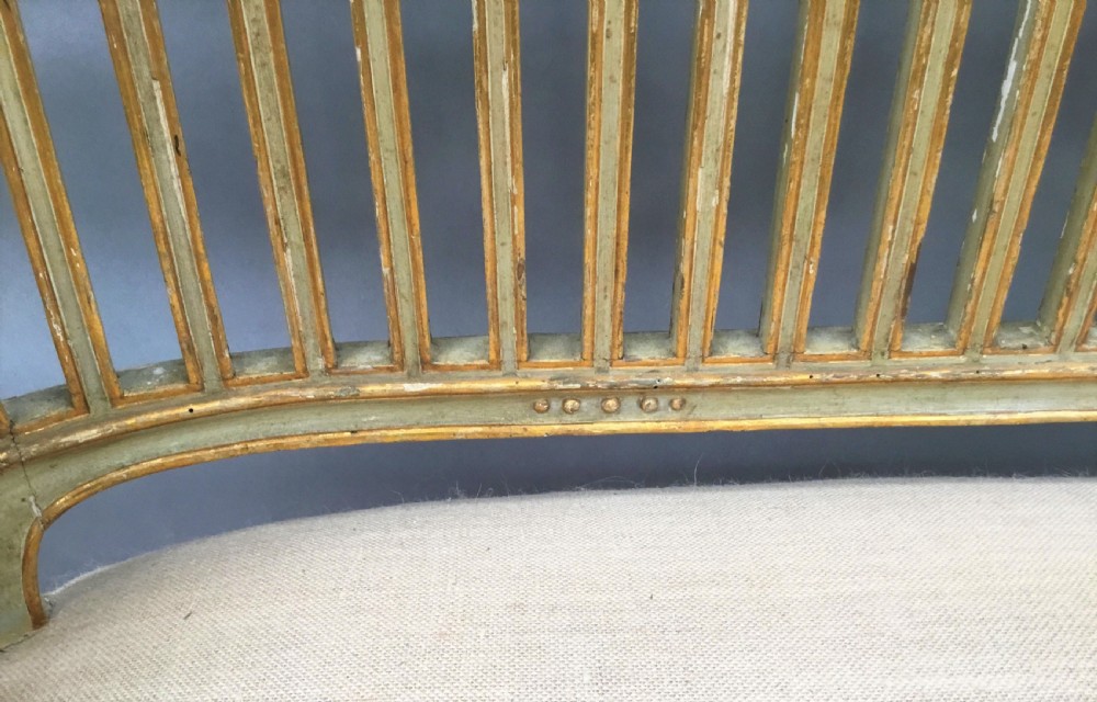 C18th Italian neoclassical settee with original paint and parcel gilt View XXVI