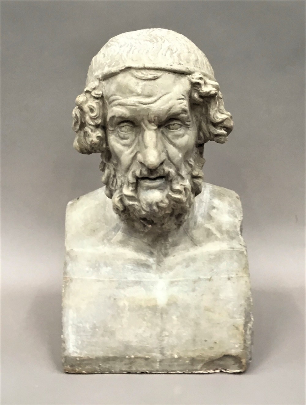  C19th plaster bust of Homer in the manner of Carlo and Filippo Albacini
