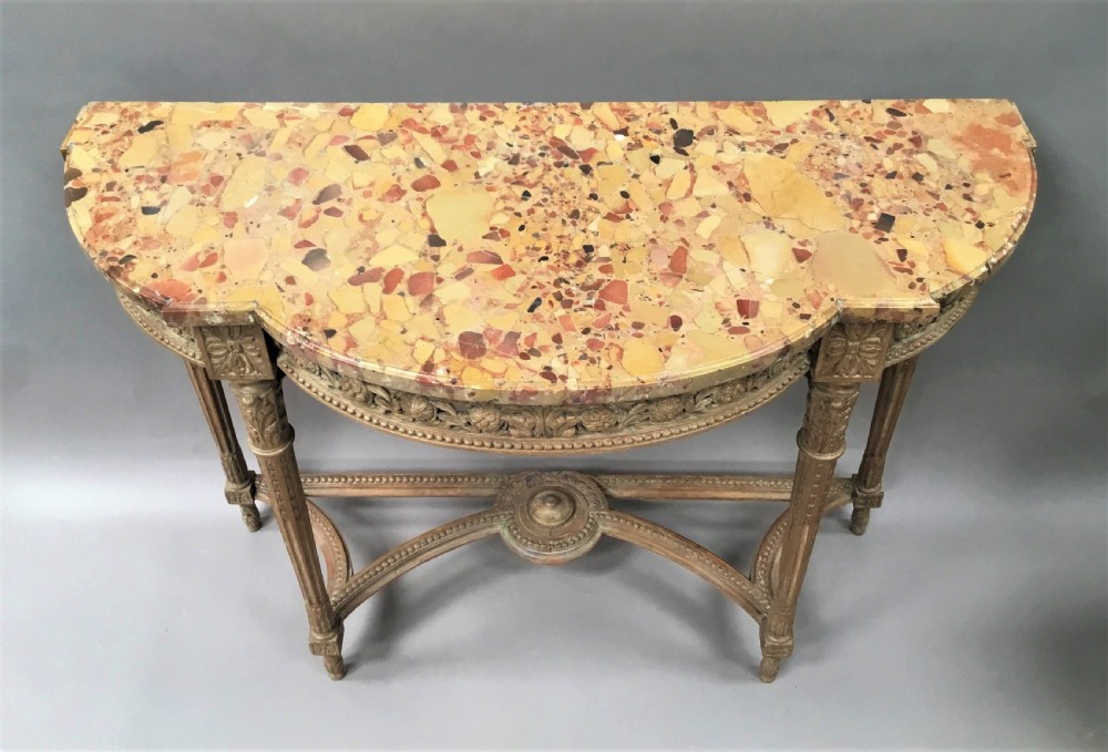 C18th Louis XVI walnut marble top console table View IV