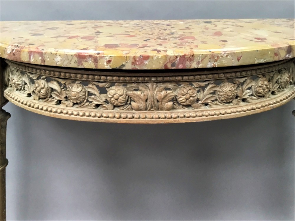 C18th Louis XVI walnut marble top console table View IX