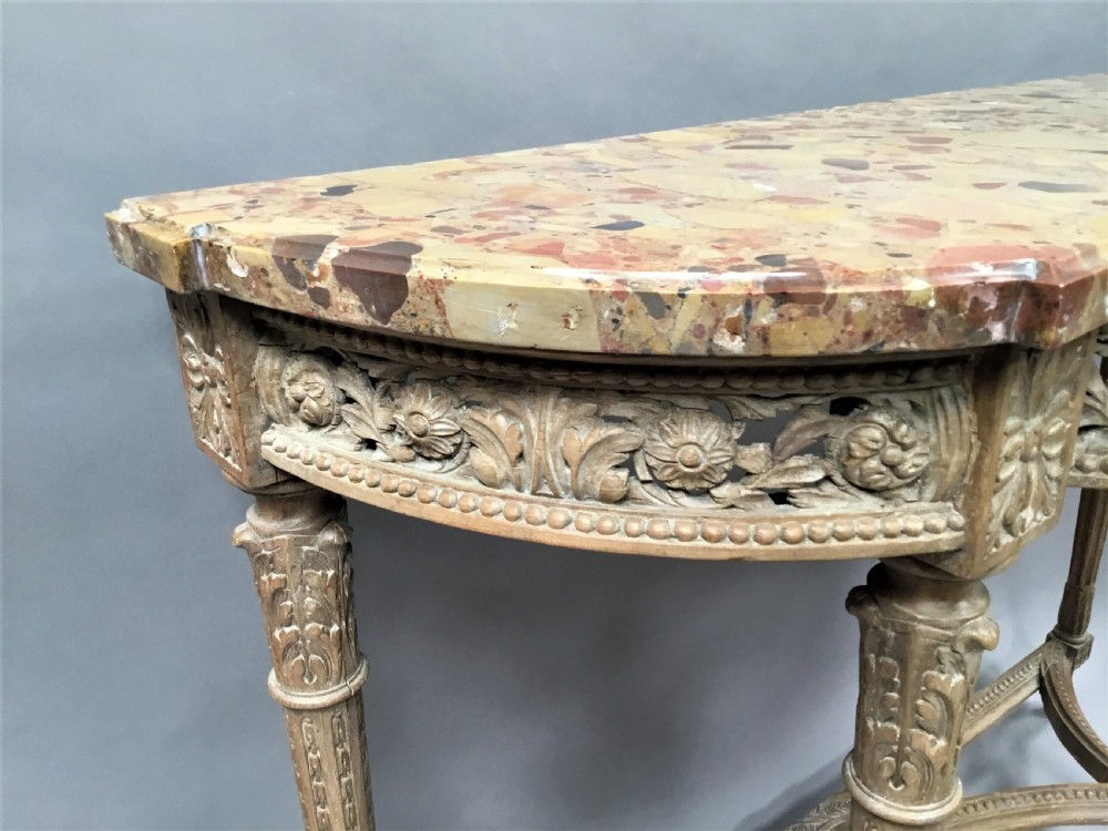 C18th Louis XVI walnut marble top console table View X