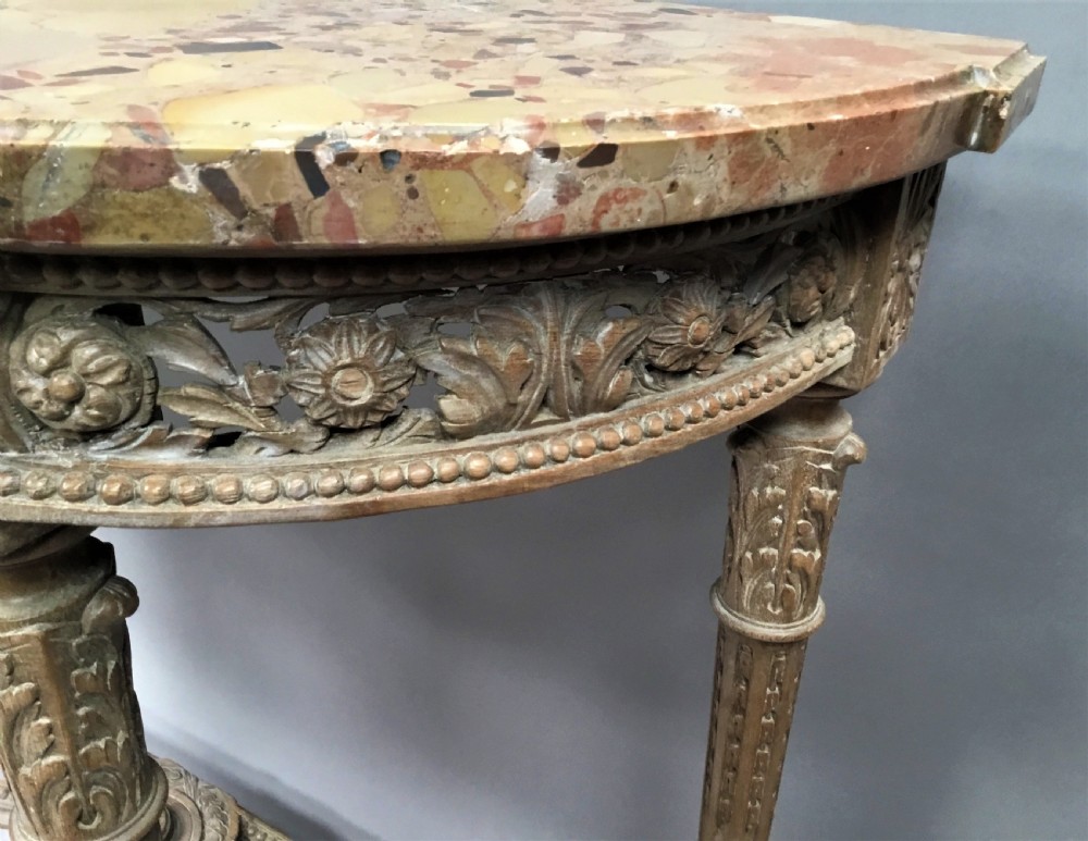 C18th Louis XVI walnut marble top console table View XI