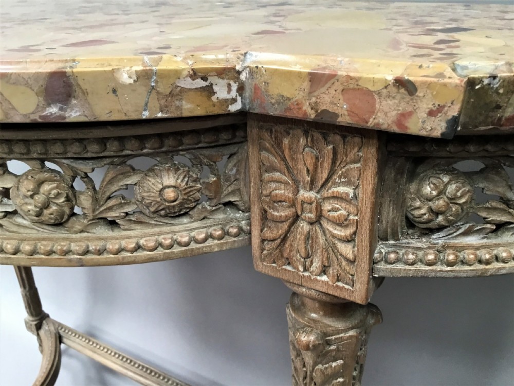 C18th Louis XVI walnut marble top console table View XII
