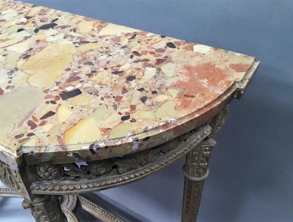 C18th Louis XVI walnut marble top console table View XIX