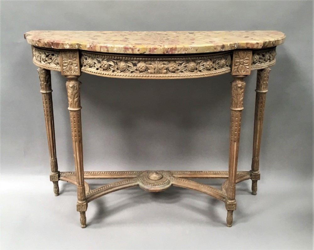 C18th Louis XVI walnut marble top console table View XX