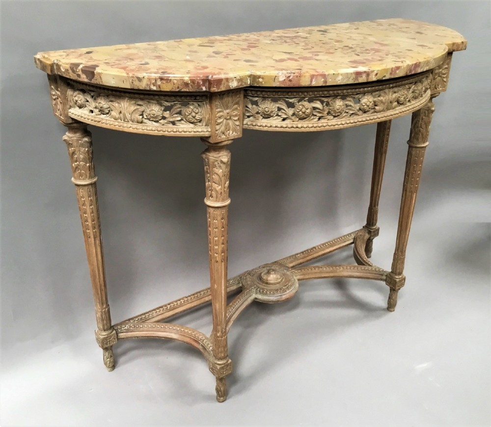 C18th Louis XVI walnut marble top console table View II
