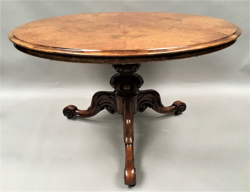 C19th burr walnut centre table View XIII