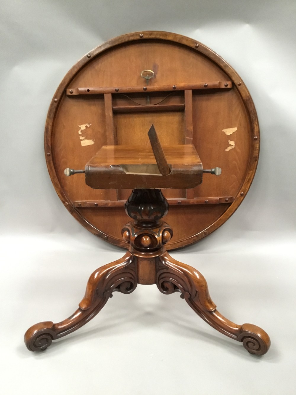 C19th burr walnut centre table View XV