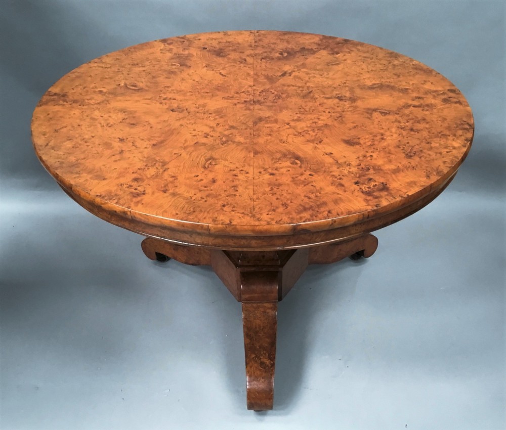 Mid C19th burr ash centre table View III