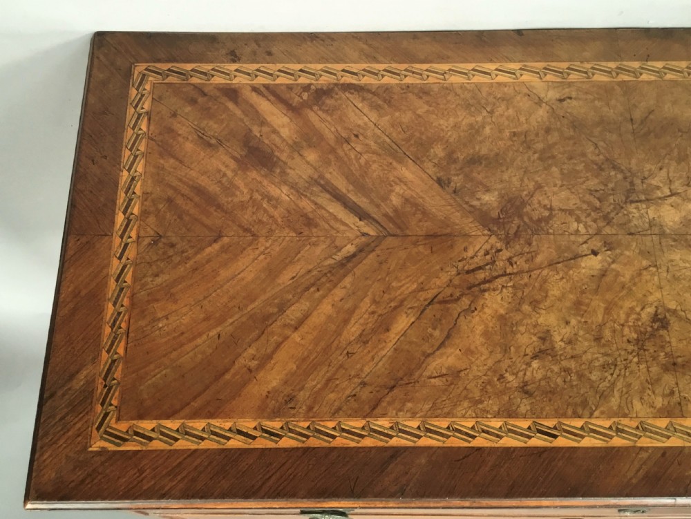 C18th Italian walnut inlaid commode View III