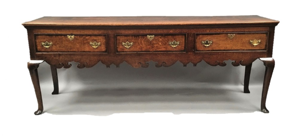 Georgian oak cabriole leg dresser View II