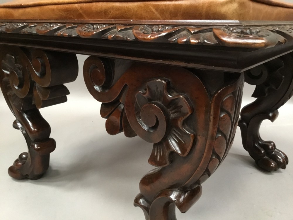 William IV large pair of carved mahogany stools View IX