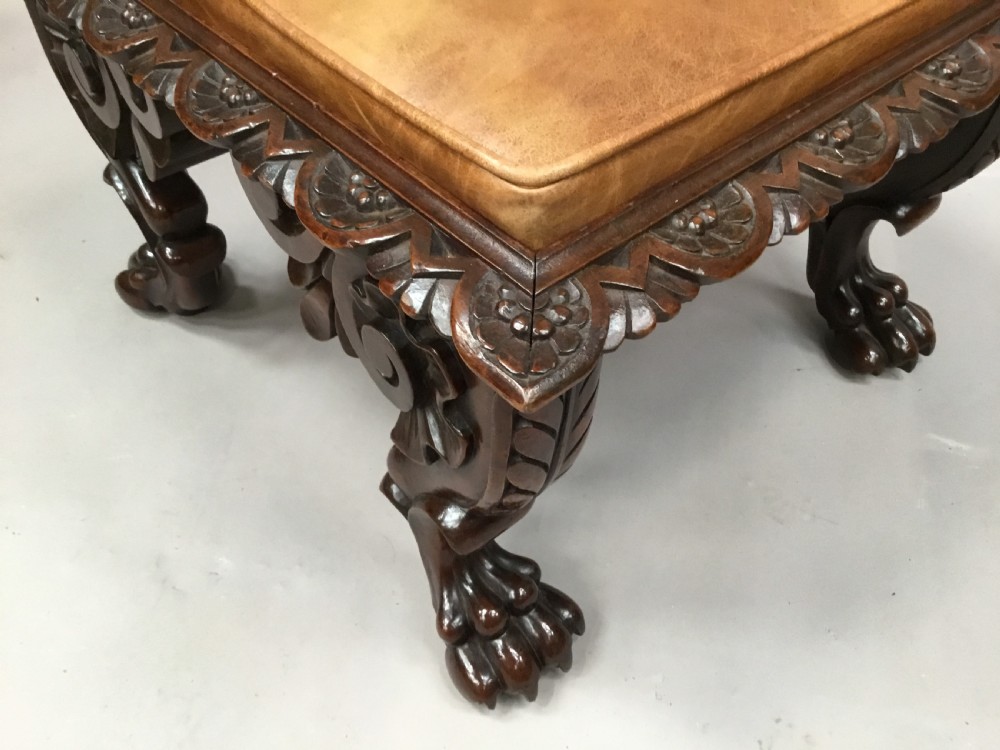 William IV large pair of carved mahogany stools View X
