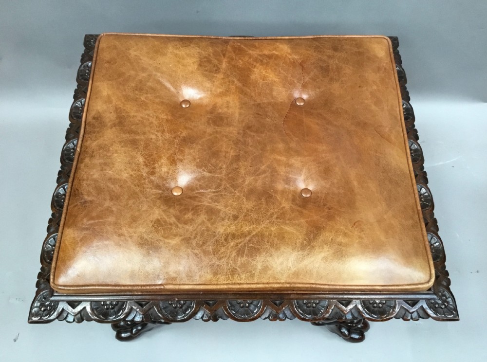 William IV large pair of carved mahogany stools View XV