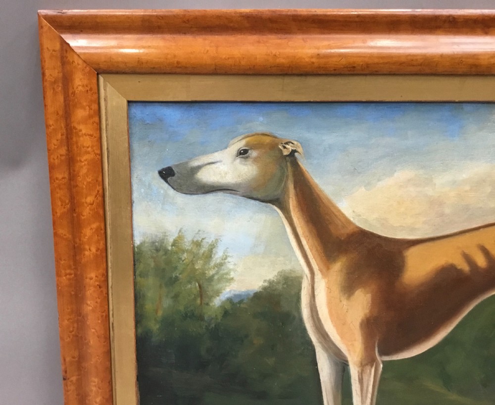C19th primitive oil painting of a greyhound View IV